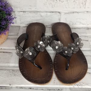 Charles Albert of New York Sandals Design  / Flowers Brown and Black size 6